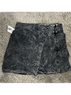NWT flying tomato Black Acid-Wash Mini Skort - Women's Stylish Wrap Front